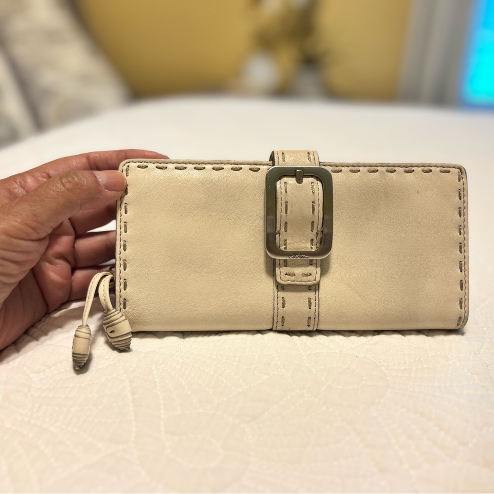 Cole Haan Cream Wallet with Silver Buckle